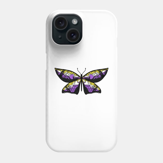 Fly With Pride: Nonbinary Flag Butterfly Phone Case by StephOBrien