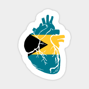 Bahamas Flag, Anatomical Heart Design Magnet