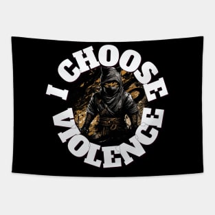 I Choose Violence ninja Cat Funny Tapestry