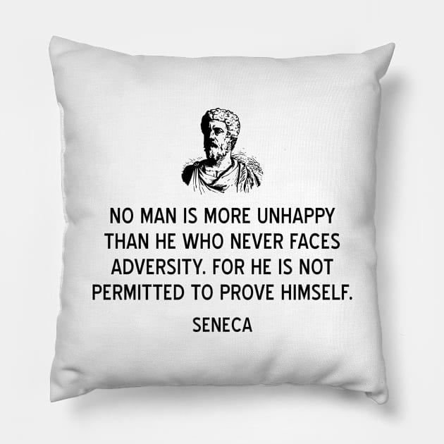 Inspiring Stoic Quote on Adversity by Seneca Pillow by jutulen