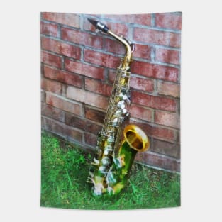 Music - Saxophone Against Brick Tapestry