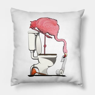 Flamingo on the Toilet Pillow