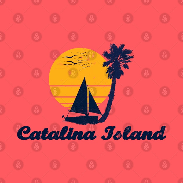 Catalina Island California. Sunset Palm Tree Sailor Bot Summer Design by FromHamburg