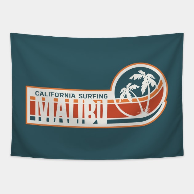 Malibu Surfing California Tapestry by Wintrly