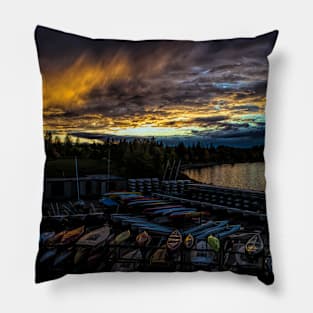 dusk over the sailing club Pillow