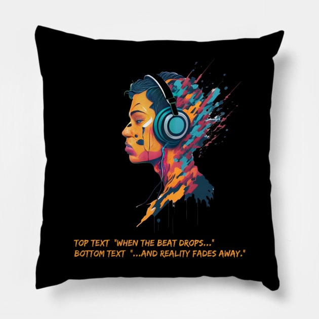 Listening to music through Headphones Pillow by Double You Store