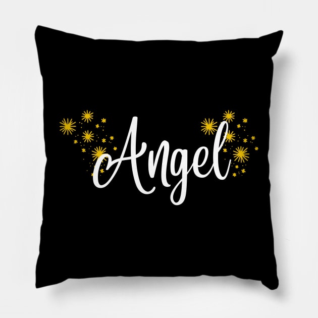 Angel t-shirt, gold dust Pillow by Solum Shirts