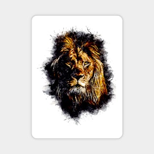 Lion Head Abstract Animal Face Watercolor Splatter Illustration Magnet