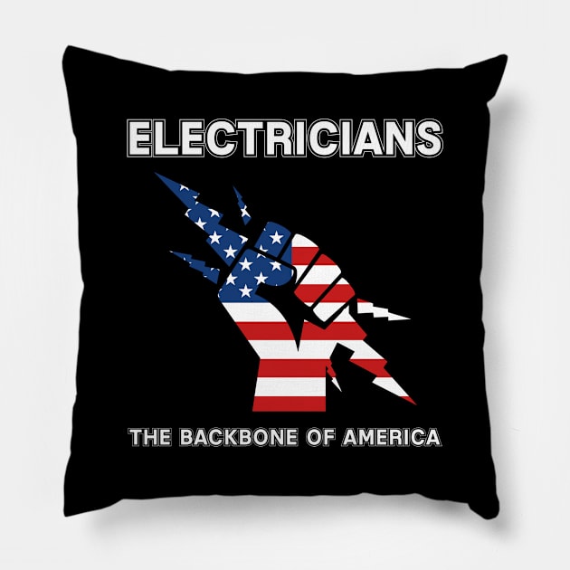 Electrician Gift Electrical Retirement Journeyman Foreman Apprentice Union Worker Pillow by Shirtsurf