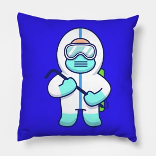 Cute Disinfectant Man Cartoon (2) Pillow