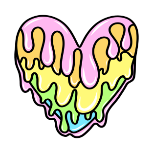 Drippy Melting Pastel Rainbow Heart Cartoon, made by EndlessEmporium T-Shirt