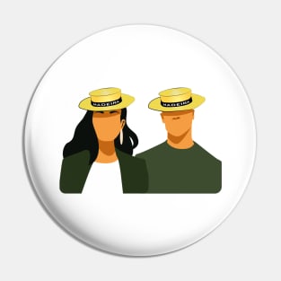 Madeira Island female and male couple no face illustration using the traditional straw hat Pin