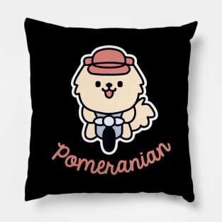 Pomeranian Dog Vintage Biker Dog Owner Retro Funny Dog Pillow