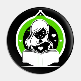 Girl who Loves to Read Green Pin