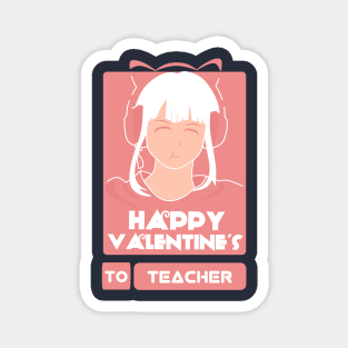 Girls in Happy Valentines Day to Teacher Magnet