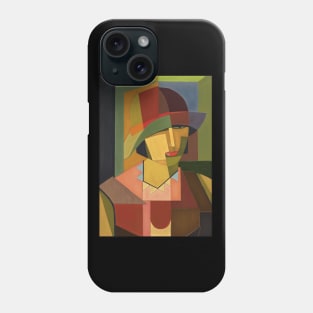 Woman in hat (on black) Phone Case