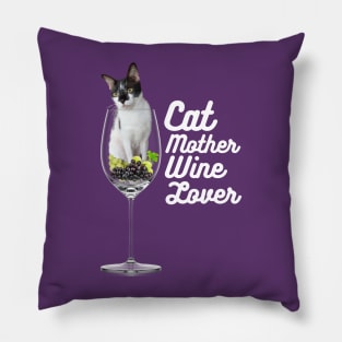 Cat Lover, Wine Mother Pillow