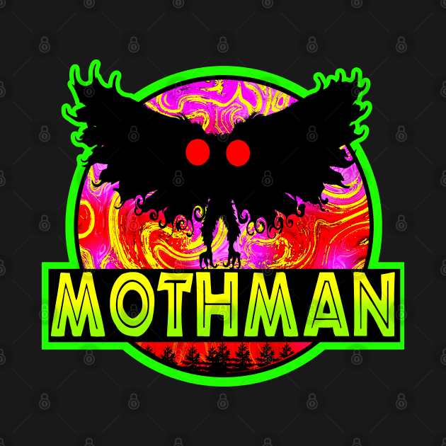 Mothman West Virginia Wing Humanoid Moth Retro Vintage Groovy Trippy by National Cryptid Society