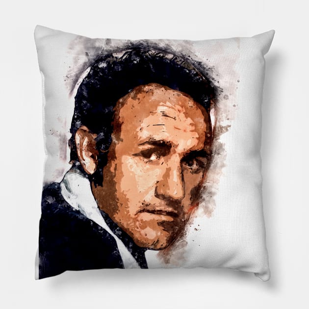 Gene Hackman Actor Portrait ✪ A Tribute to a LEGEND ✪ Abstract Watercolor Pillow by Naumovski