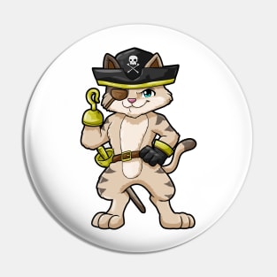 Cat as pirate with dagger and saber Pin