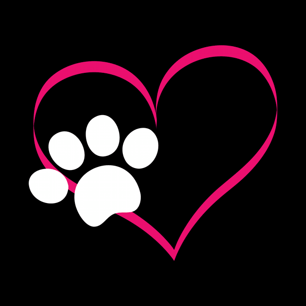 Paw Print And Heart, Dog Lovers And Dog Mamas, Fur Mom by Wicked Zebra