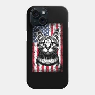 Patriotic Cat American Flag Phone Case