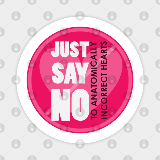 Just say no to Anatomically Incorrect hearts Magnet by emadamsinc