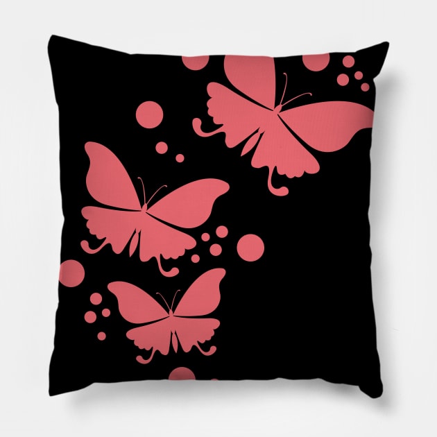 Butterfly Pattern Pink Pillow by Ken Adams Store