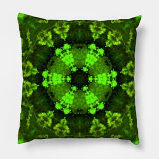 Psychedelic Kaleidoscope Green Pillow