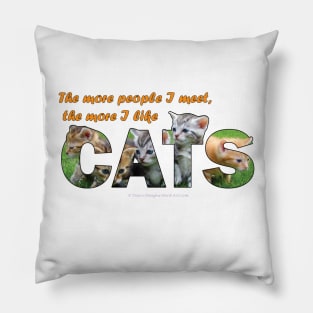 I more people I meet the more I like cats - kittens oil painting word art Pillow