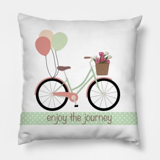 Bike with Balloons "Enjoy the Journey" Pillow