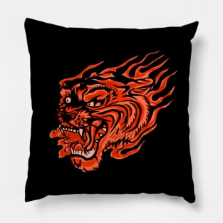 Tribal angry tiger head Pillow