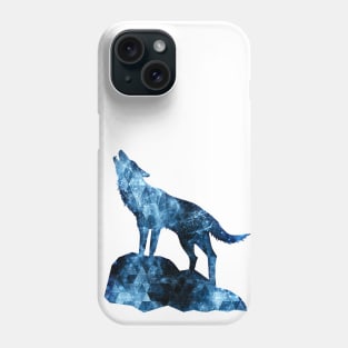 Howling Wolf blue sparkly smoke silhouette Phone Case