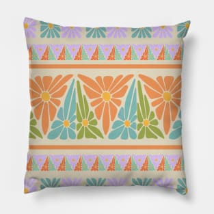 Colorful Flower Seamless Pattern Pillow