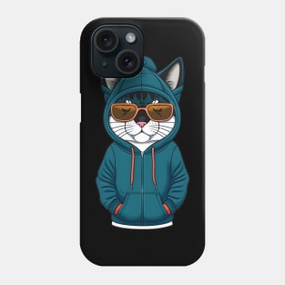 Cute Cartoon Cat in Jacket, Cap, and Sunglasses 3 Phone Case