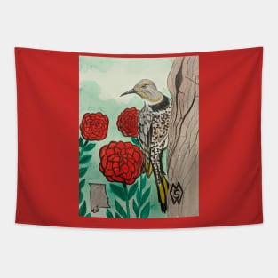 Alabama state bird and flower, the yellowhammer and camellia Tapestry