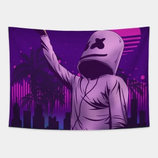 Marshmello Vaporwave Beach music Tapestry