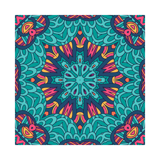 Colorful Indian Mexican Ethnic Oriental Rug Mandala Boho Pattern by jodotodesign