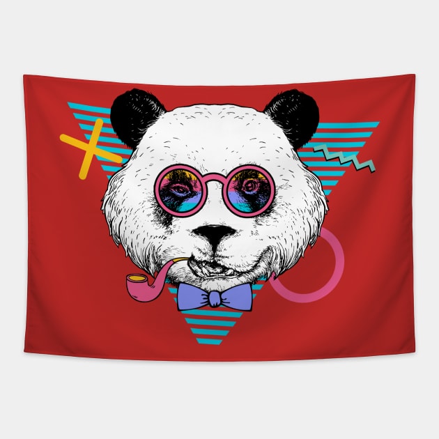 Panda Bear Wearing Glasses At The Disco Tapestry by CreativeDesignsx