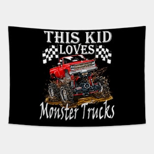 This Kid Loves Monster Trucks Boys Girls Tapestry