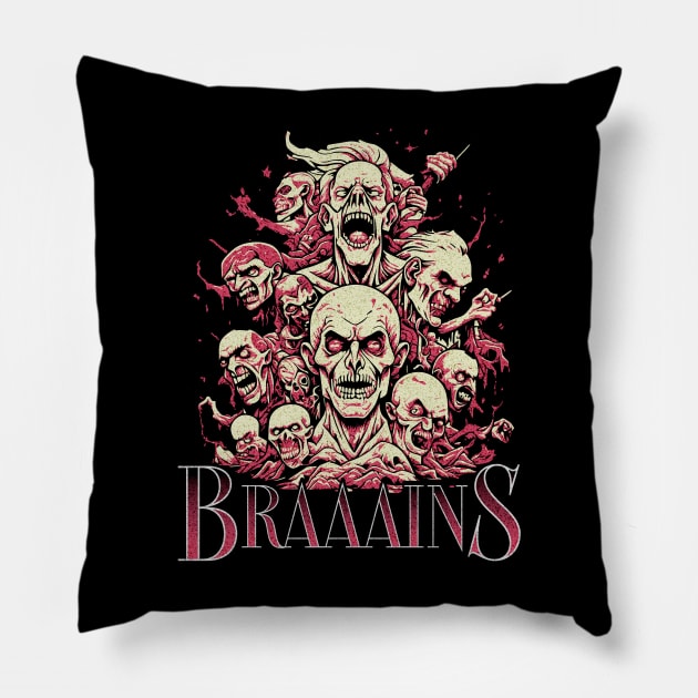 Braaains Zombies Pillow by Norse Magic