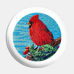 Red Bird Embroidery Pin