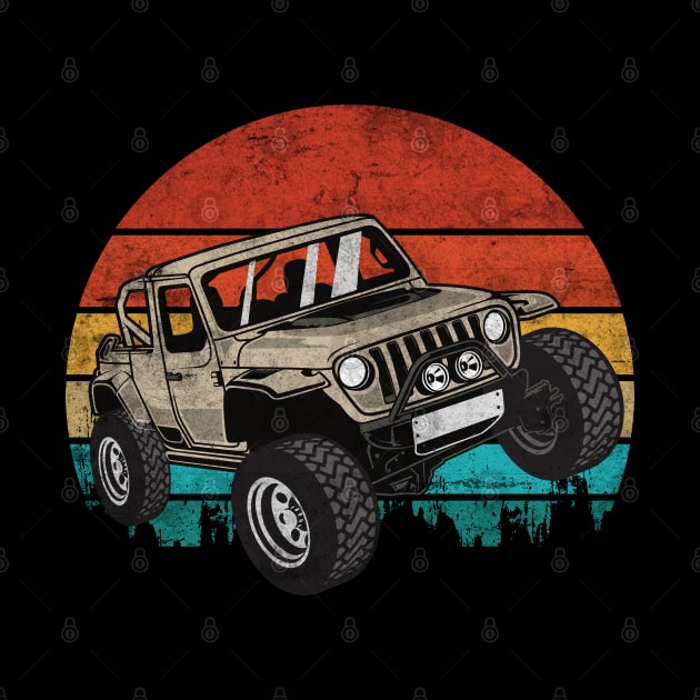 No road no problem - Retro Wrangler Offroad 4x4 SUV by Automotive Apparel & Accessoires