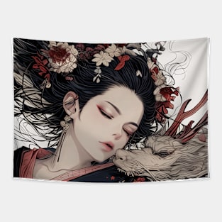 Geisha and Dragon 7906 Tapestry