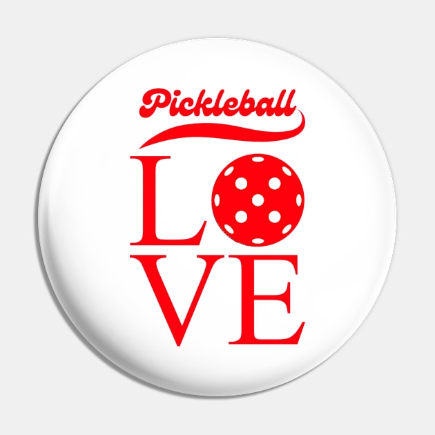 LOVE  Pickleball  , cute design for pickleball players to wear at games and tournaments, Retro style Pin by KIRBY-Z Studio