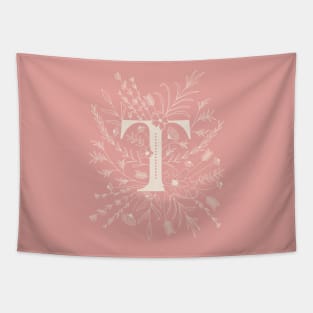 Botanical Letter T (Hibiscus Pink) Tapestry