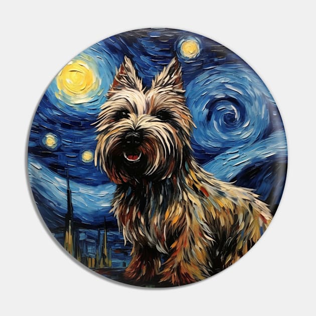 Skye Terrier Starry Night painting Pin by NatashaCuteShop