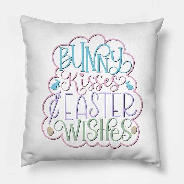 Bunny Kisses and Easter Wishes Rabbit Easter Egg Pillow by Gsallicat