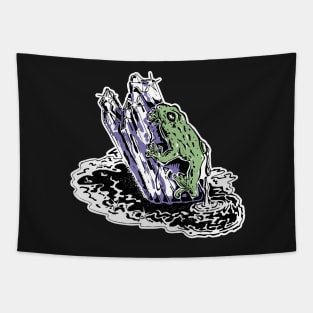 Cottagecore Aesthetic Frog and Crystal Vintage Tapestry