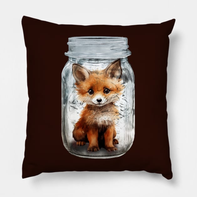 Fox Kit in a Jar Pillow by ginkelmier